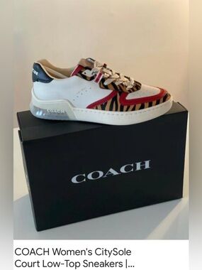 Coach CitySole Court Women's Sneaker - Tiger Print White/Red
